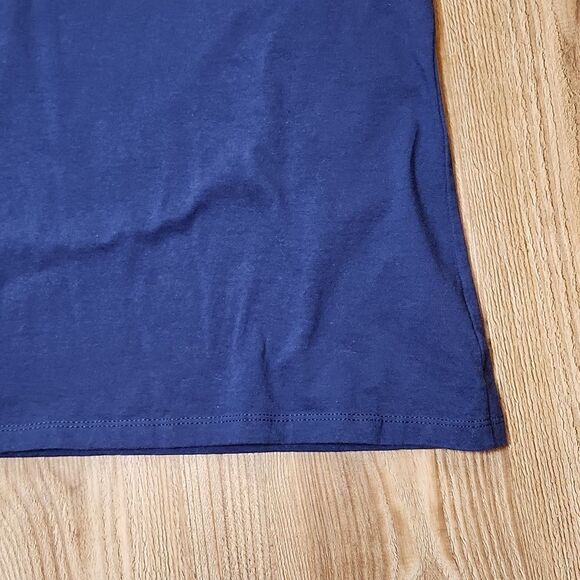 🔸️Blue w/White Daisy "I am..." Scoop Neck Short Sleeve Top Large - Picture 7 of 9